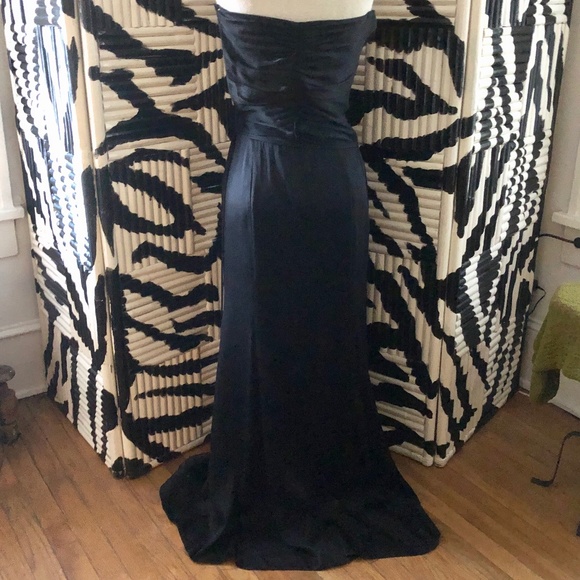 Tahari Black Silk Dress Size 2 Maxi Gown - Picture 5 of 9